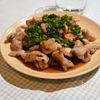 豚こま肉のニラだれがけ