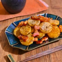 長芋とベーコンのめんつゆバター炒め