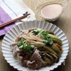 ♡豚しゃぶ、焼きなすの胡麻だれそうめん