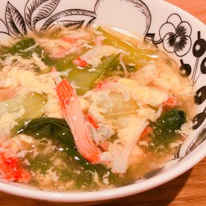 ミルクの作ってみた!投稿(お得感が凄い！想像以上♡『青梗菜のかにたまスープ』)