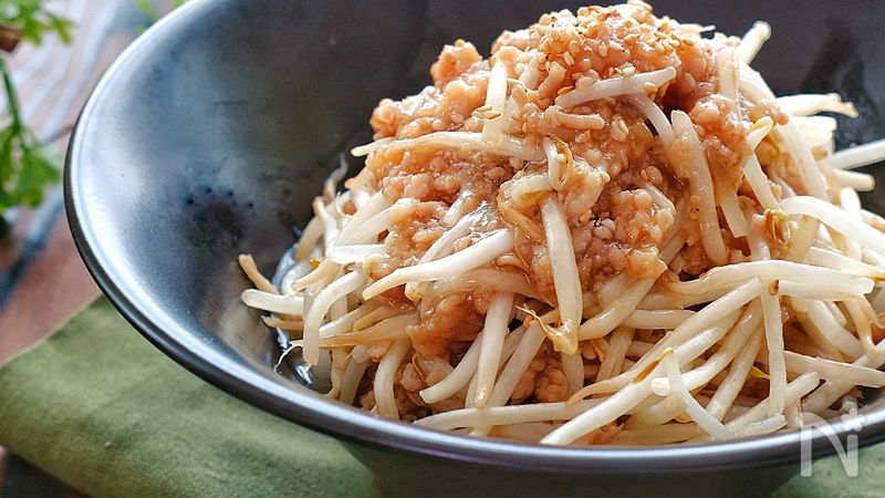 低カロリー 和風麺 鶏肉ともやし らくレピ】レンジで簡単！鶏ひき肉もやしの和風炒め風＊ | レシピ