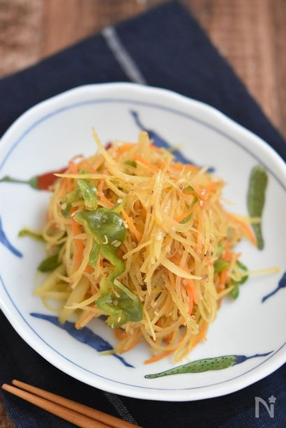 じゃかいもと人参の彩りきんぴら【作り置き】