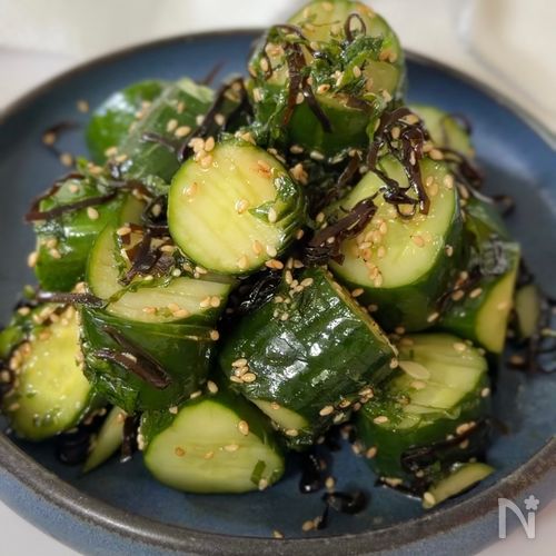 切ってあえるだけ！【きゅうりの大葉昆布あえ】