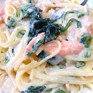 chachaの作ってみた!投稿(銀鮭クリームパスタ　生クリームが無くても大丈夫！)