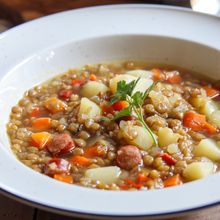 スペイン風【レンズ豆とじゃがいものスープ】これ一品で満足♪