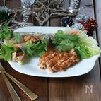 ピーナッツ照り焼きチキンのブーケ生春巻き