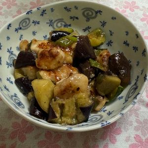 チョビの助の作ってみた!投稿(やみつき、ごはん泥棒【トロなすと鶏むね肉のネギダレ】)