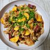 とももの作ってみた!投稿(【さつまいもときのこの豚キムチ炒め】ご飯が進む秋おかず!)