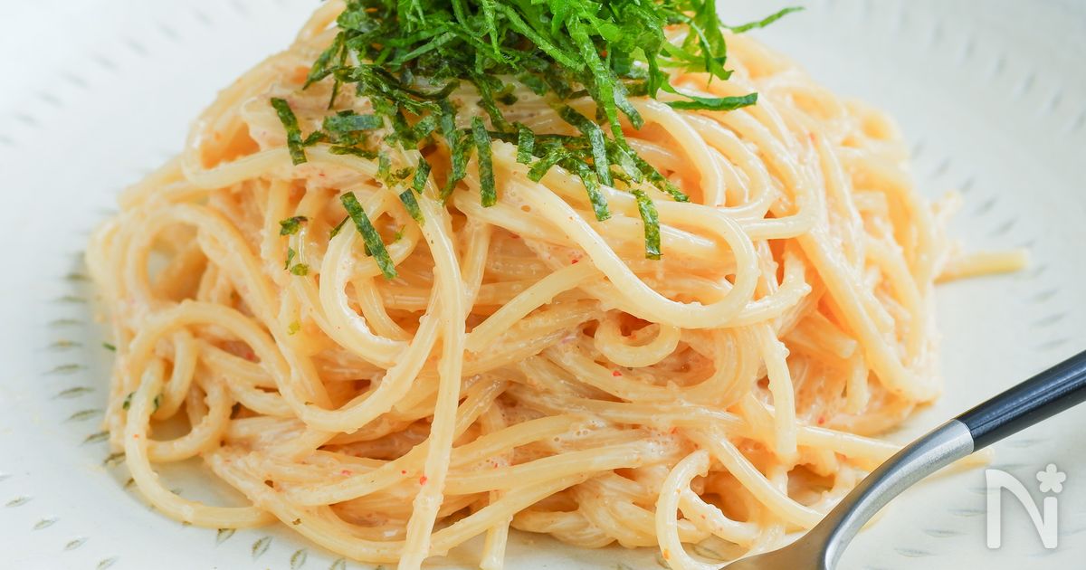 青じそドレッシングが決め手🍝和えるだけ明太子スパゲティ