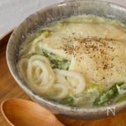 長ネギとお揚げの豆乳うどん