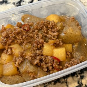 968467の作ってみた!投稿(【我が家自慢のごはん泥棒】豚ひき肉と大根こんにゃくの甘辛煮)