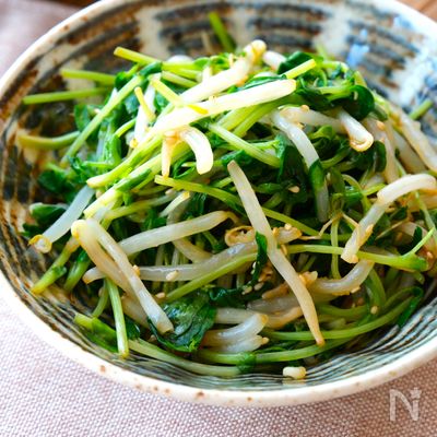 【レンジで簡単♪もやしと豆苗のナムル】