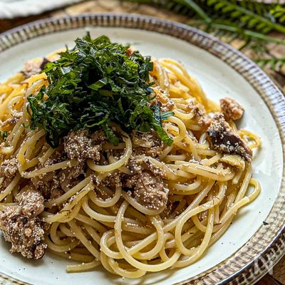 我が家の人気パスタ《明太子と鯖缶のペペロンチーノ》