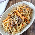 簡単【牛こまのきんぴら炒め】味決めは焼肉のたれで！