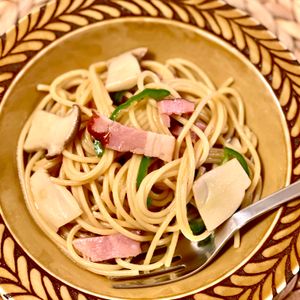 michuの作ってみた!投稿(【ベーコンとキノコのピリ辛バター醤油パスタ】辛味がやみつき！)