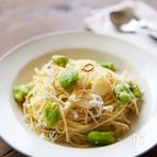 【春のパスタ】そら豆としらすのペペロンチーノ