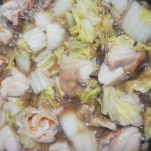翔ママの作ってみた!投稿(塩昆布とめんつゆで鶏もも白菜炒め)