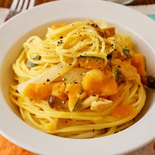 牛乳で簡単!かぼちゃのツナクリームパスタ【427kcal】