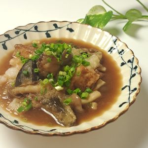 とのちゃまの作ってみた!投稿(厚揚げと茄子のとろとろみぞれ煮)