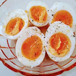 ゆみの作ってみた!投稿(シンプルなのに絶品♩【旨塩味玉】胡麻油香るやみつきの味！)