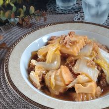 レンジで簡単☆厚揚げと白菜のそぼろあん。