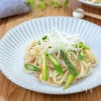 風邪バイバイ！桜エビとアスパラの白だし焼うどん