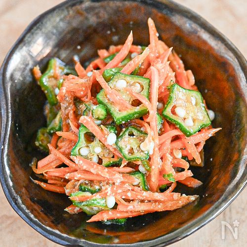 火を使わず簡単♪オクラとにんじんの中華和え
