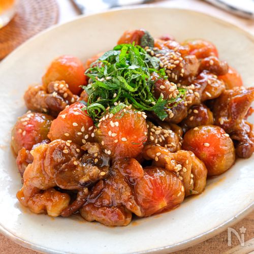 【豚こまと湯むきトマトの酢豚風】食材２つでパパッと完成！