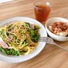 miの作ってみた!投稿(菜の花とベーコンのうましょうゆパスタ【#時短#ワンパン】)