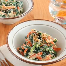 野菜不足解消に！ちぢみほうれん草の白和え