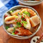 ごま油香る♪こんにゃくとちくわの甘辛煮