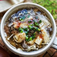 もずくときのことお豆腐の《食物繊維たっぷり♡梅スープ》