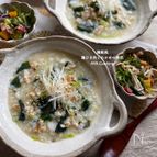 鶏ひき肉とワカメの鶏飯風雑炊♪