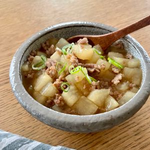 グリーンラテの作ってみた!投稿(煮込み時間5分◎ほっこり美味しい【大根のそぼろ煮】)