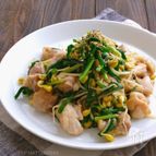 鶏肉と豆もやしとニラのスタミナ炒め