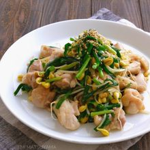 鶏肉と豆もやしとニラのスタミナ炒め