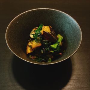 りんの作ってみた!投稿(菜の花のおいしい食べ方😋なすと菜花の生姜おかかめんつゆ和え)