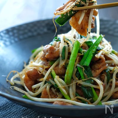お手軽!簡単!*豚こまともやしとニラの中華炒め*