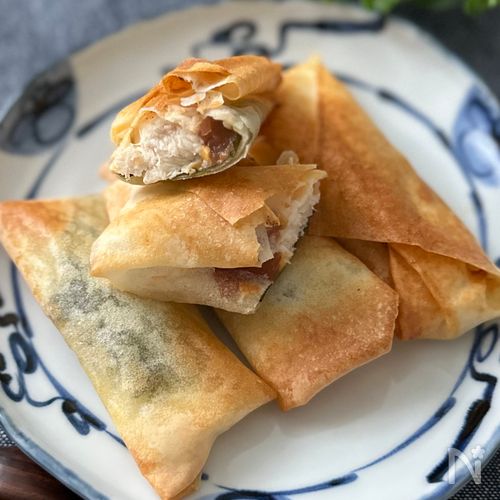 【揚げない】パリッパリ♡ささみの梅大葉春巻き
