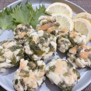 みーの作ってみた!投稿(旨味効きすぎ♪【むね肉と大葉のうま塩つくね】)