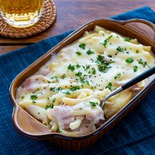 レンジだけで完成♪ベーコンマカロニグラタン