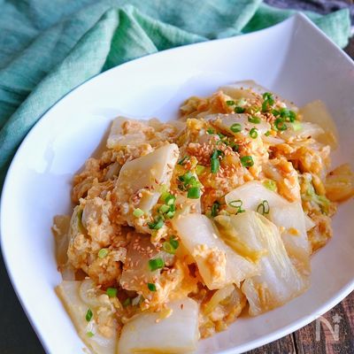 たっぷり白菜の和風卵炒め