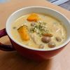 まゆのの作ってみた!投稿(温活!ゴロゴロかぼちゃの豆乳ジンジャースープ)