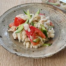 ぽりぽり食感♡【切り干し大根と夏野菜の麹レモンサラダ】