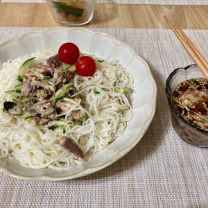ブルベリの作ってみた!投稿(夏はそうめん♡あっという間に！『鯖のさっぱり薬味そうめん』)