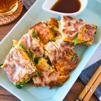 豚肉で食べ応えUP！キムチーズチヂミ