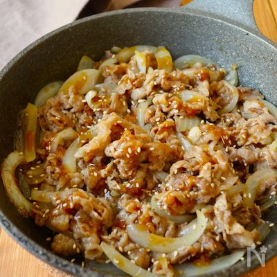 ワンパン10分！【牛肉と玉ねぎの生姜炒め】ご飯進む♩