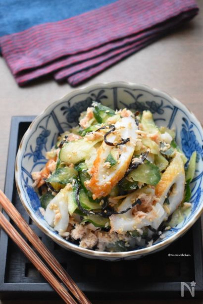 5分de完成♡抱えて食べたい♡竹輪とキュウリの塩昆布和え♡