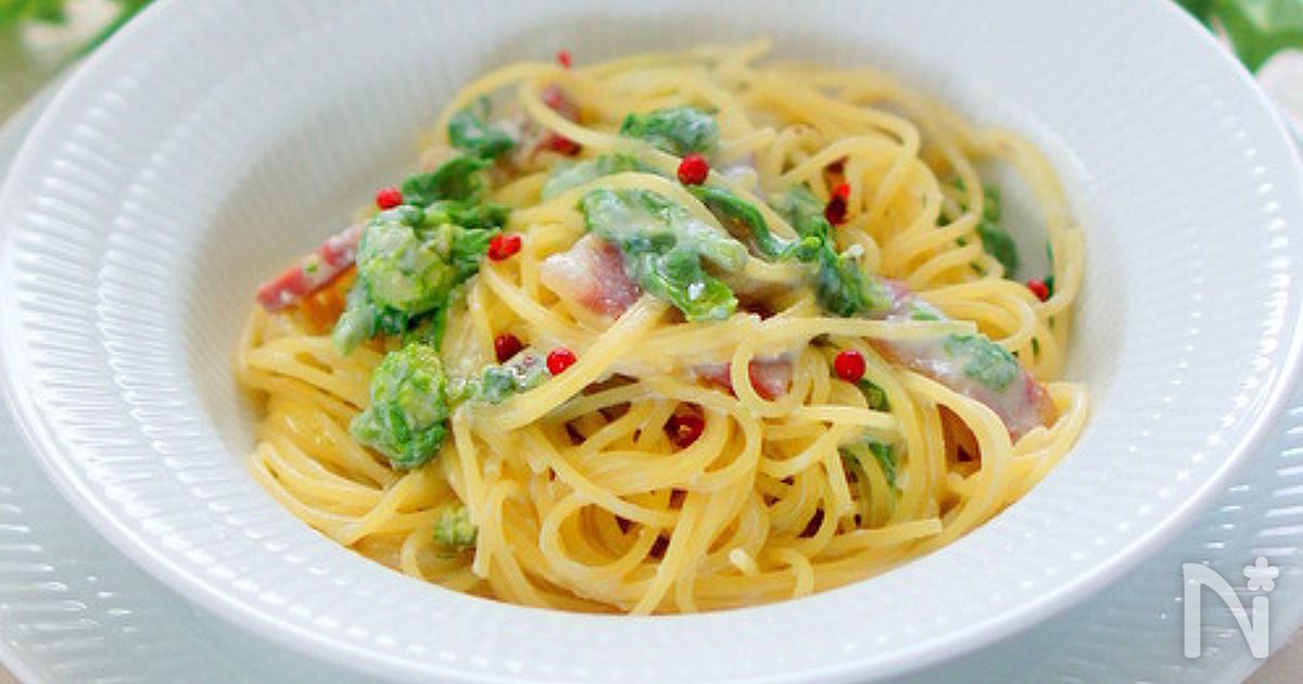 ふきのとうとパンチェッタのリコッタチーズパスタ