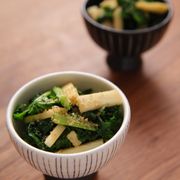 わさび菜と山芋の醤油漬け